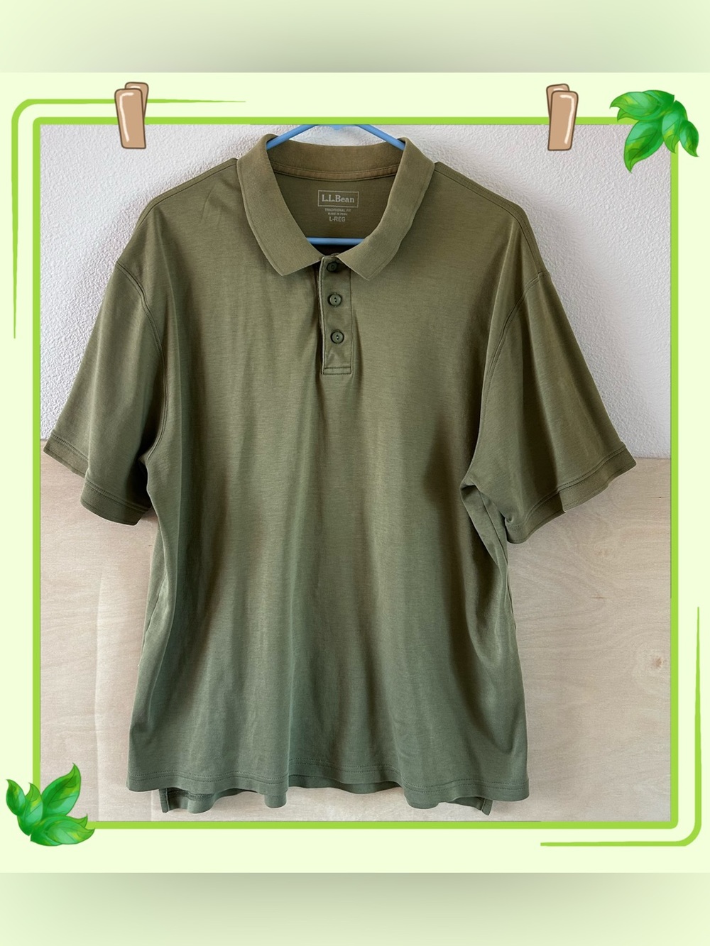 L.L.Bean Men’s 100% Pima Cotton Performance Polo Shirt Olive Sz L Golf Casual